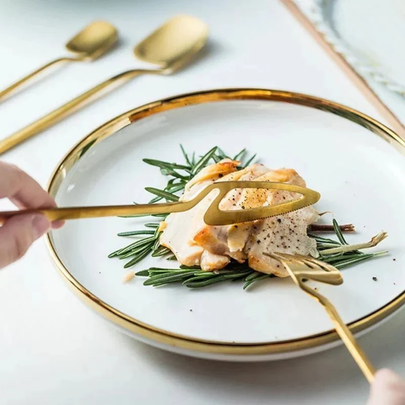 Bestek Set 304 RVS met Sculptuur Handvat Zilver Zwart Goud Roségoud 16 24 48 Delig Vaatwasbestendig Tafel | Sansoti