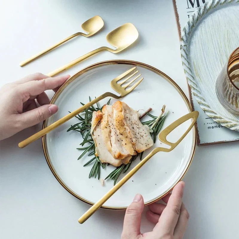 Bestek Set 304 RVS met Sculptuur Handvat Zilver Zwart Goud Roségoud 16 24 48 Delig Vaatwasbestendig Tafel | Sansoti