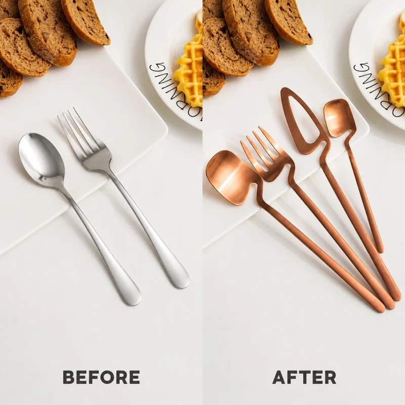 Bestek Set 304 RVS met Sculptuur Handvat Zilver Zwart Goud Roségoud 16 24 48 Delig Vaatwasbestendig Tafel | Sansoti