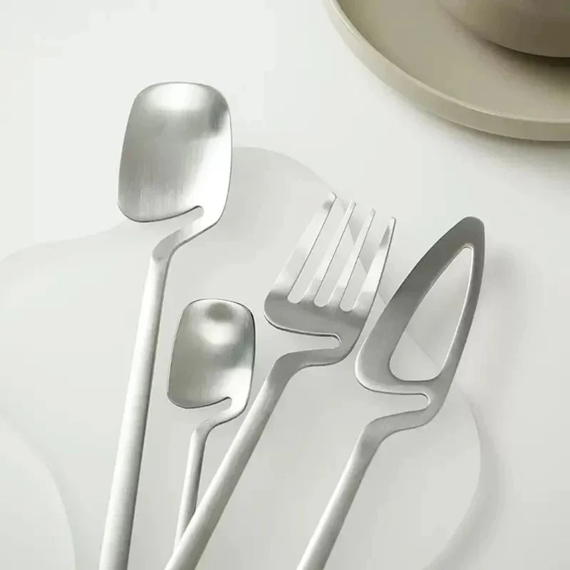 Bestek Set 304 RVS met Sculptuur Handvat Zilver Zwart Goud Roségoud 16 24 48 Delig Vaatwasbestendig Tafel | Sansoti
