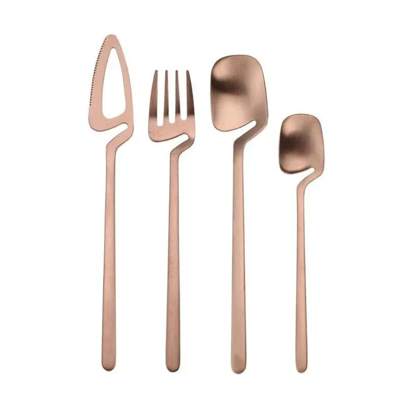 Bestek Set 304 RVS met Sculptuur Handvat Zilver Zwart Goud Roségoud 16 24 48 Delig Vaatwasbestendig Tafel | Sansoti