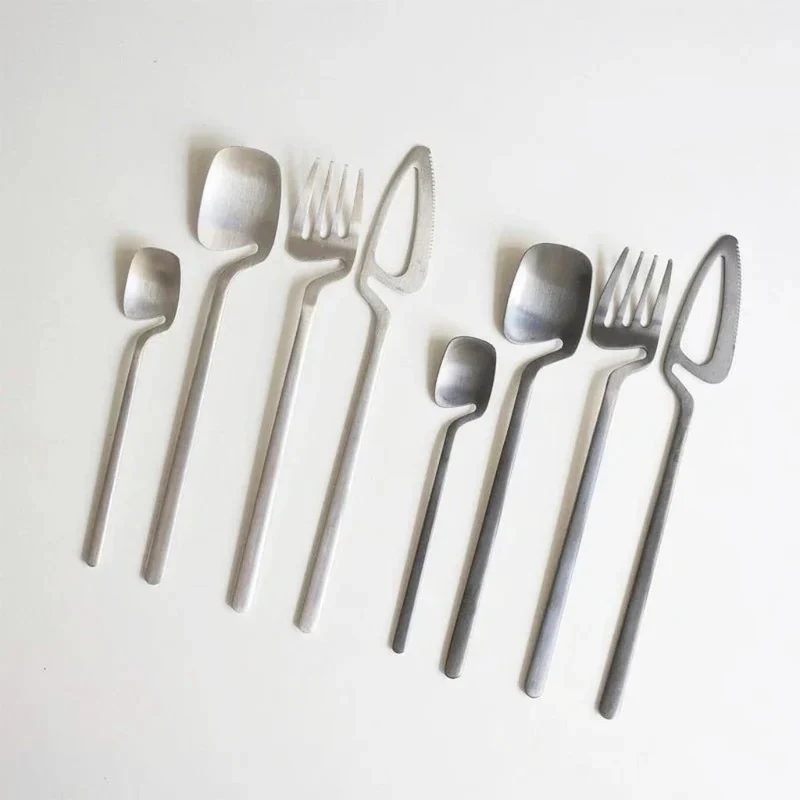 Bestek Set 304 RVS met Sculptuur Handvat Zilver Zwart Goud Roségoud 16 24 48 Delig Vaatwasbestendig Tafel | Sansoti