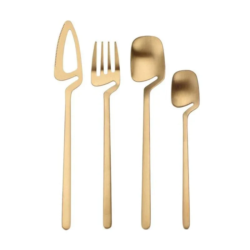 Bestek Set 304 RVS met Sculptuur Handvat Zilver Zwart Goud Roségoud 16 24 48 Delig Vaatwasbestendig Tafel | Sansoti