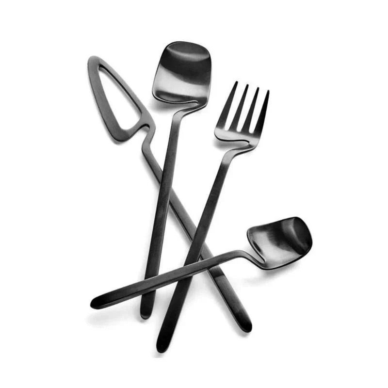 Bestek Set 304 RVS met Sculptuur Handvat Zilver Zwart Goud Roségoud 16 24 48 Delig Vaatwasbestendig Tafel | Sansoti