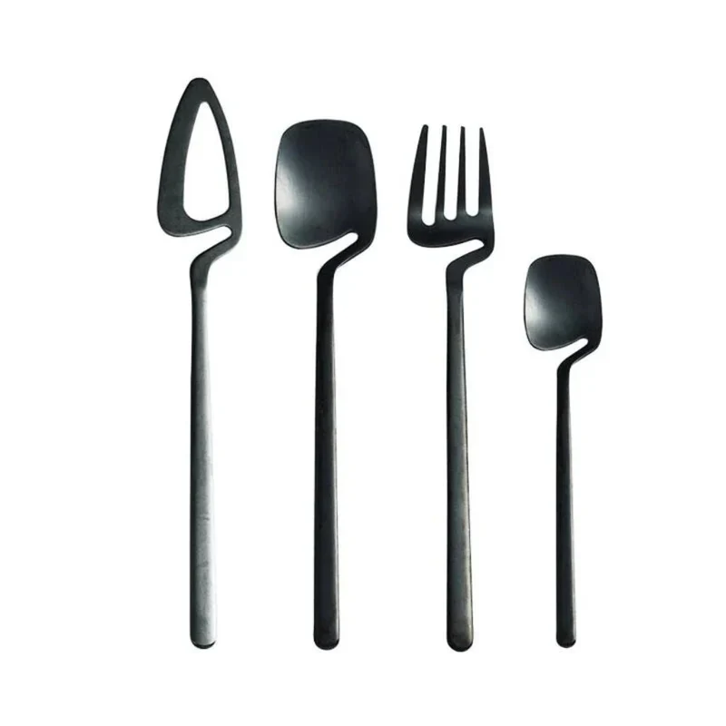 Bestek Set 304 RVS met Sculptuur Handvat Zilver Zwart Goud Roségoud 16 24 48 Delig Vaatwasbestendig Tafel | Sansoti
