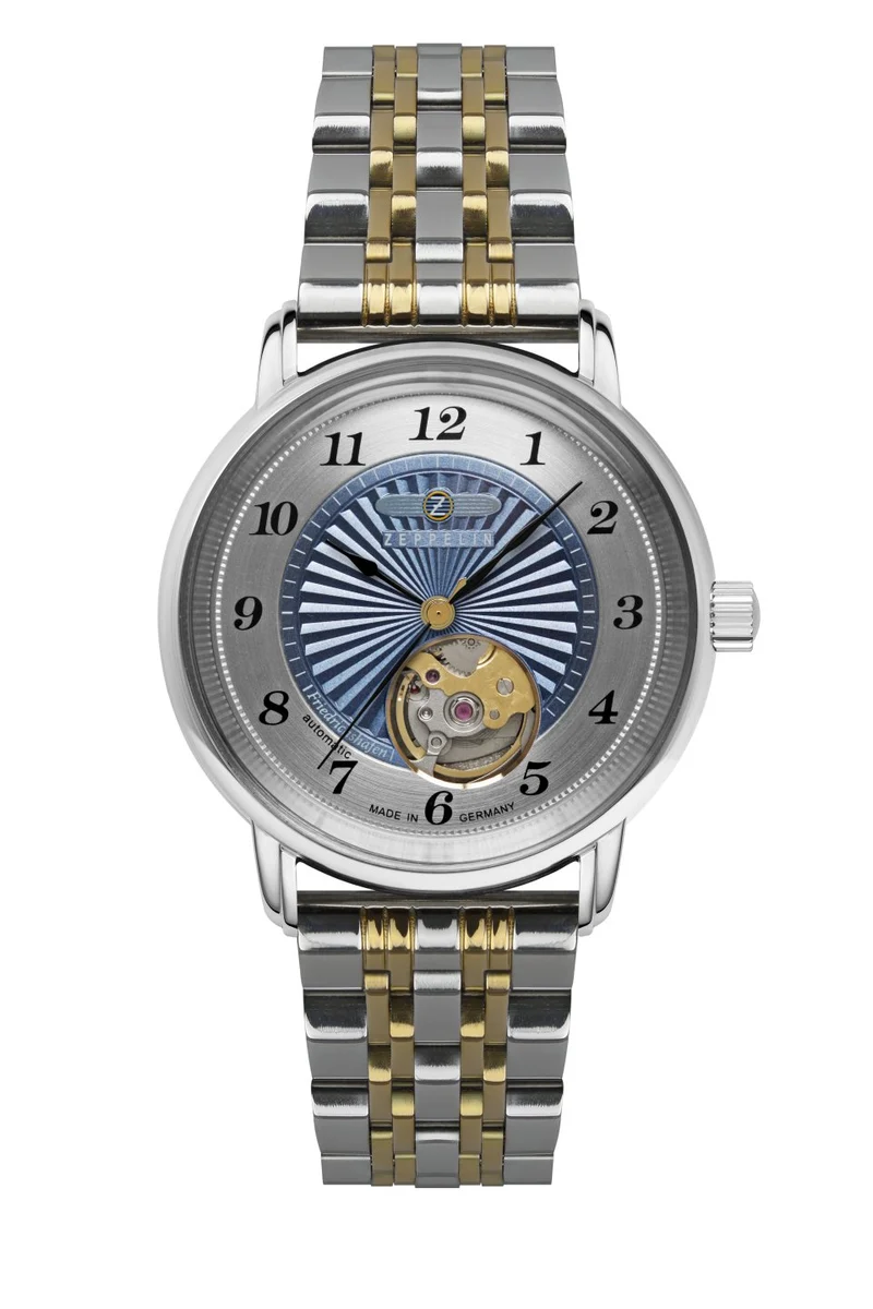 Zeppelin Friedrichshafen 8567M-3 Unisex Armbanduhr Bicolor • Open-Heart-Automatik • Miyota 90S5