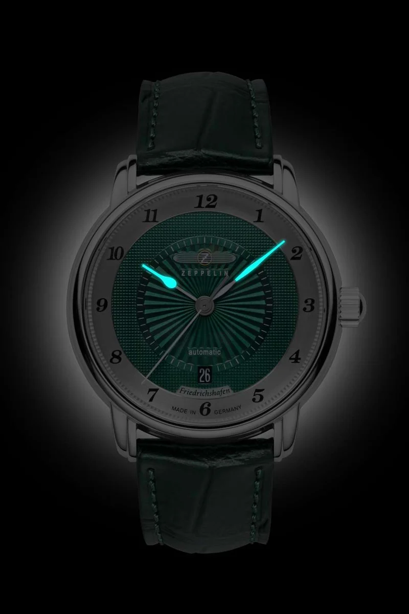 Zeppelin Friedrichshafen 8556-2 Herrenuhr Grün • Sellita SW200 Automatikwerk • Saphirglas