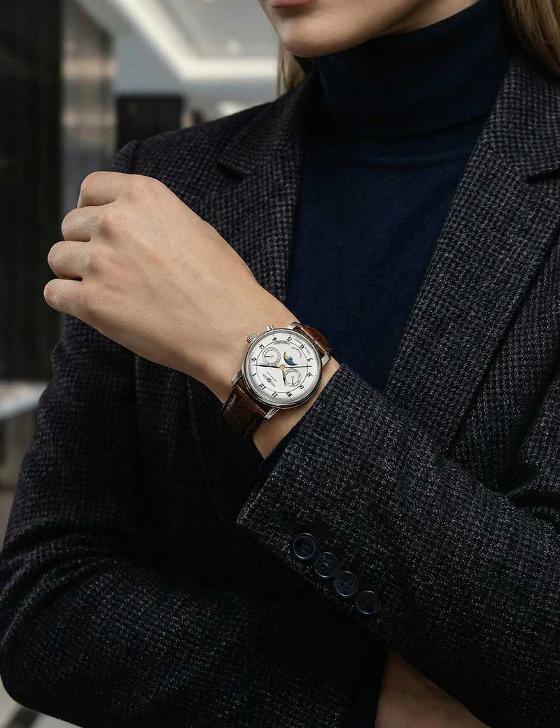 Zeppelin Friedrichshafen 8537-1 Damen Armbanduhr Weiß • Mondphasenanzeige • 5 ATM wasserdicht