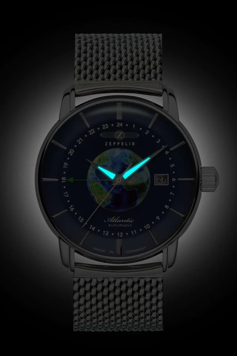 Zeppelin Atlantic 8468M3 Herren Armbanduhr Blau • Echte GMT-Funktion (Flyer-GMT) • Automatikwerk Miyota 9075