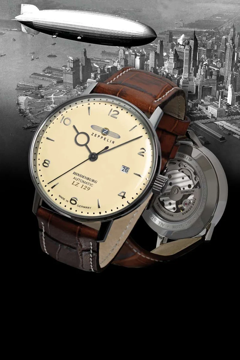 Zeppelin Hindenburg LZ129 8062-5 Herrenuhr Beige • Automatikwerk Miyota 8215 • K1 Mineralglas
