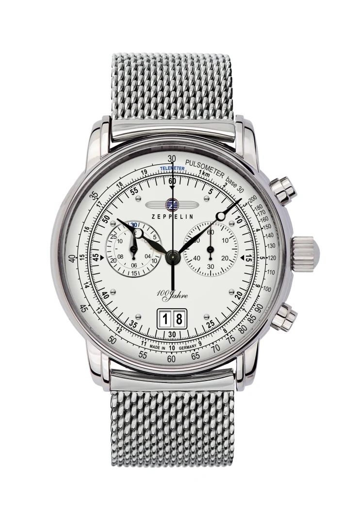 Zeppelin 100 Jahre 7690M-1 Herrenuhr Silber • Schweizer Quarzwerk Ronda 5020.B • Mineralglas K1