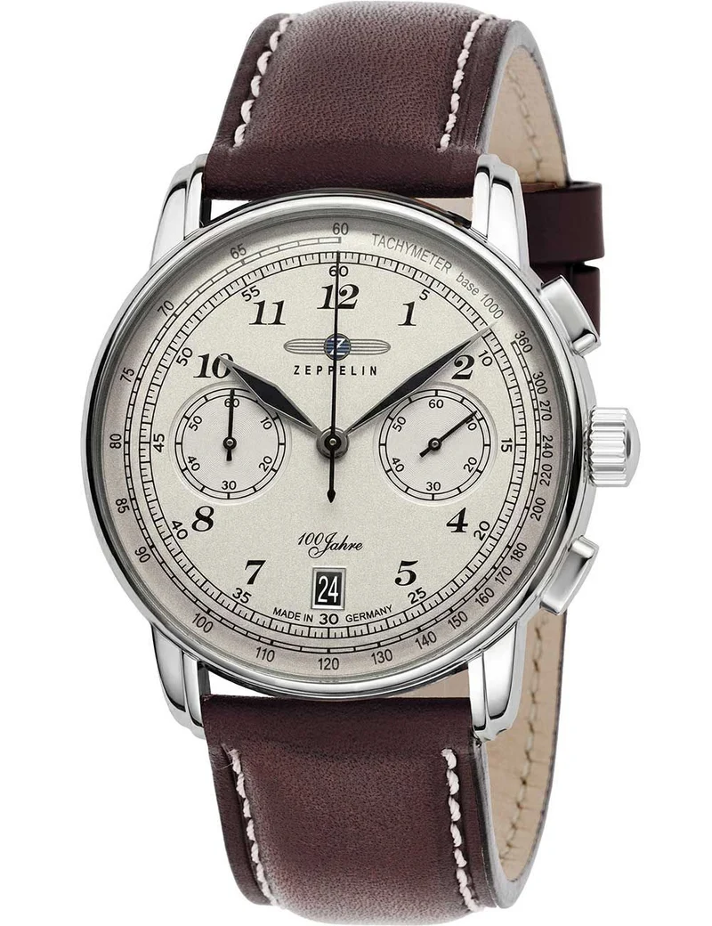 Zeppelin 100 Jahre 7674-6 Herrenuhr Beige • Japanisches Quarzwerk Citizen-Miyota 6S21 • Made in Germany