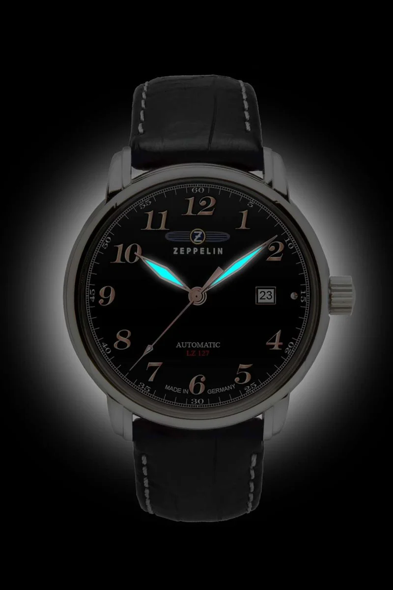 Zeppelin LZ127 7656-2 Herren Automatikuhr Schwarz • Citizen-Miyota 8215 Automatikwerk • Made in Germany