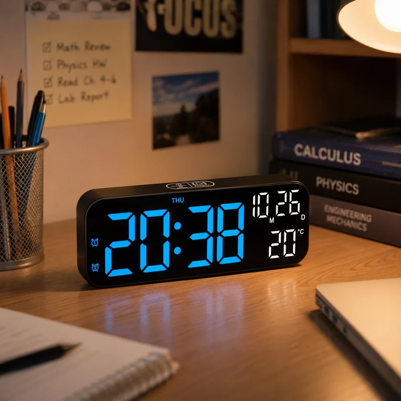 Digitale LED Tafelklok met Temperatuurweergave Spraakbediening Alarm Wekker voor Slaapkamer Kantoor Nachtkastje | Sansoti