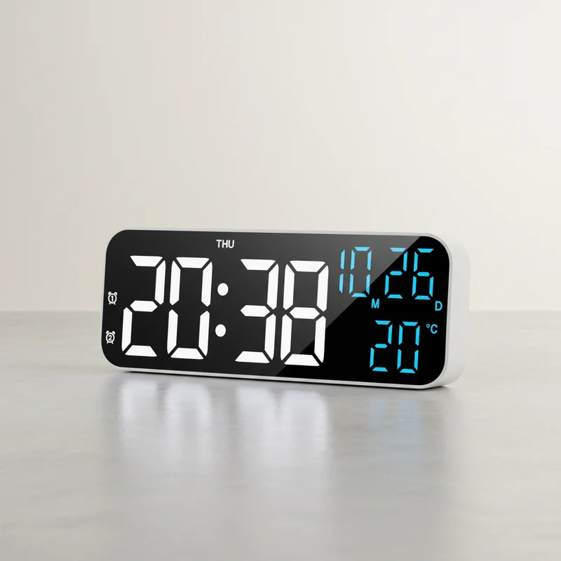 Digitale LED Tafelklok met Temperatuurweergave Spraakbediening Alarm Wekker voor Slaapkamer Kantoor Nachtkastje | Sansoti