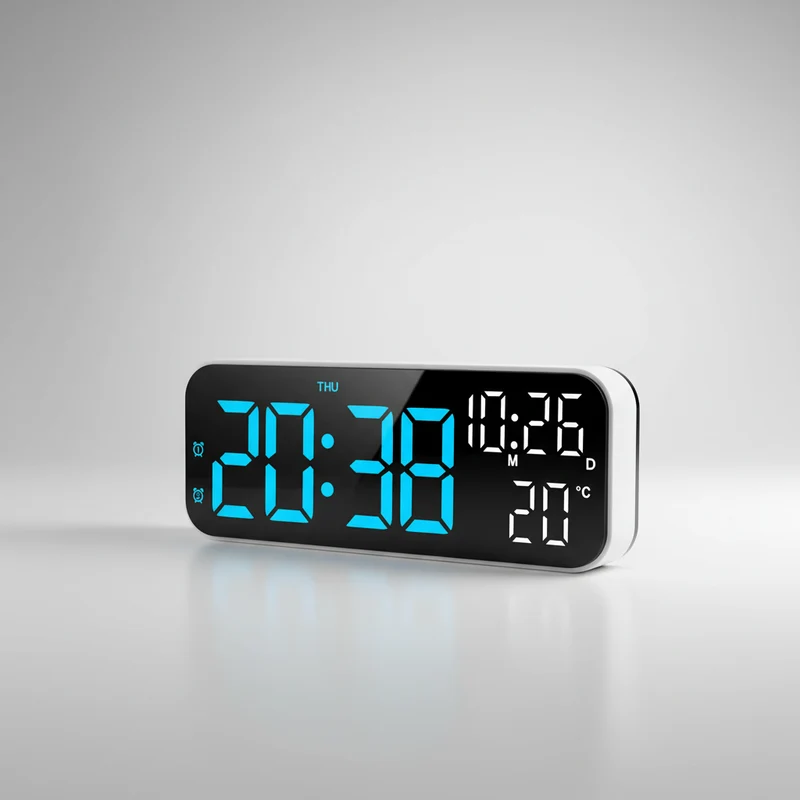 Digitale LED Tafelklok met Temperatuurweergave Spraakbediening Alarm Wekker voor Slaapkamer Kantoor Nachtkastje | Sansoti
