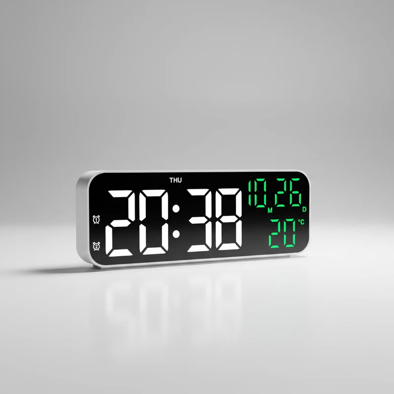 Digitale LED Tafelklok met Temperatuurweergave Spraakbediening Alarm Wekker voor Slaapkamer Kantoor Nachtkastje | Sansoti