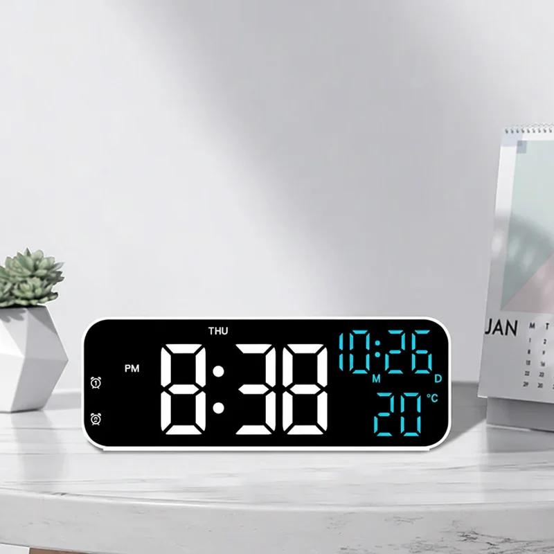 Digitale LED Tafelklok met Temperatuurweergave Spraakbediening Alarm Wekker voor Slaapkamer Kantoor Nachtkastje | Sansoti