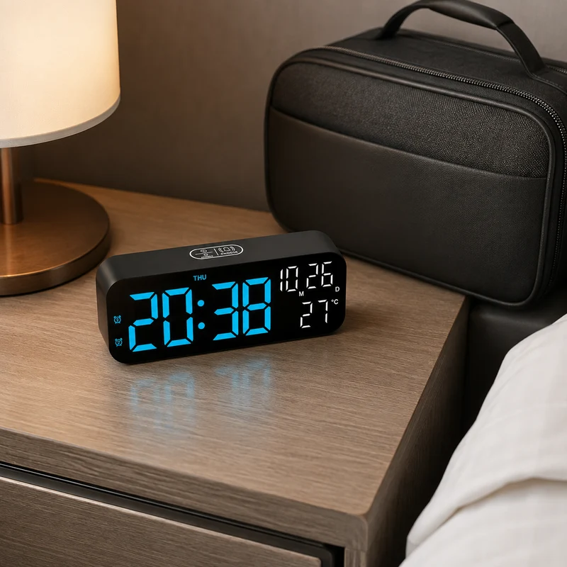 Digitale LED Tafelklok met Temperatuurweergave Spraakbediening Alarm Wekker voor Slaapkamer Kantoor Nachtkastje | Sansoti