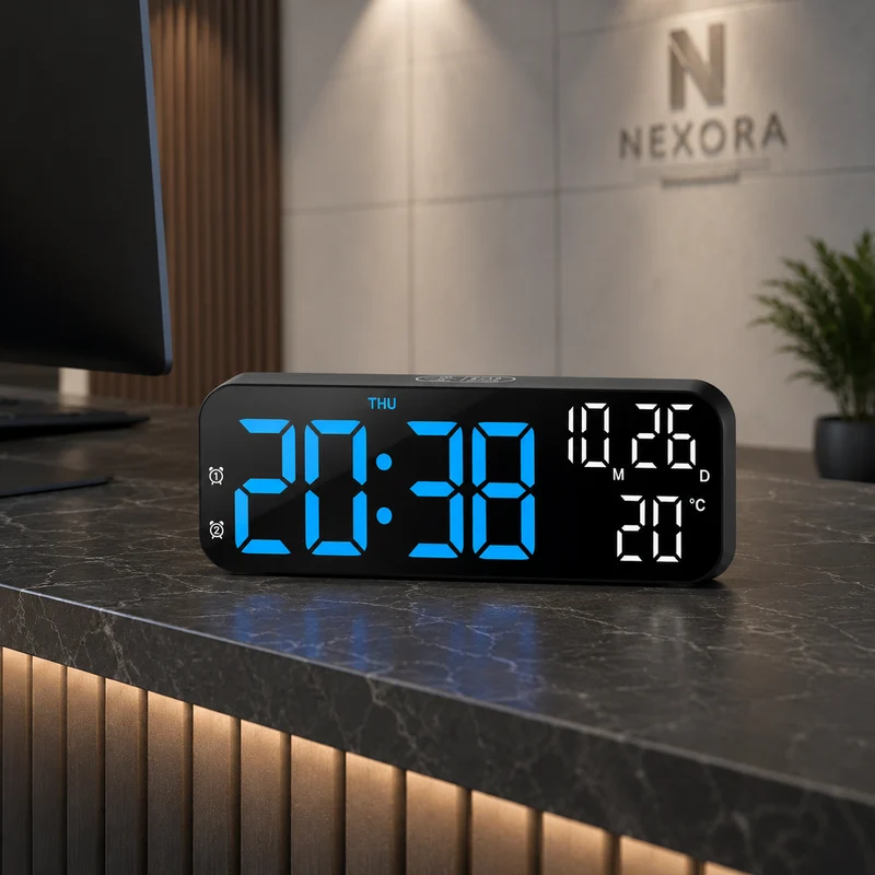 Digitale LED Tafelklok met Temperatuurweergave Spraakbediening Alarm Wekker voor Slaapkamer Kantoor Nachtkastje | Sansoti