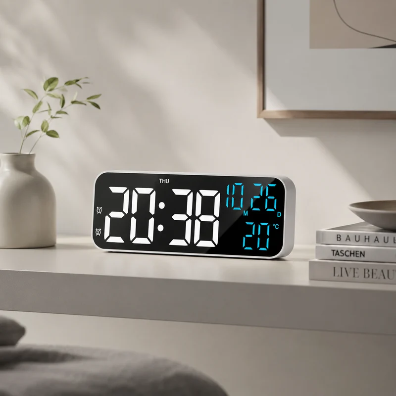 Digitale LED Tafelklok met Temperatuurweergave Spraakbediening Alarm Wekker voor Slaapkamer Kantoor Nachtkastje | Sansoti