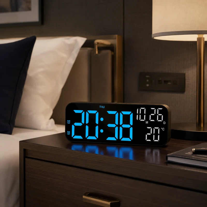 Digitale LED Tafelklok met Temperatuurweergave Spraakbediening Alarm Wekker voor Slaapkamer Kantoor Nachtkastje | Sansoti