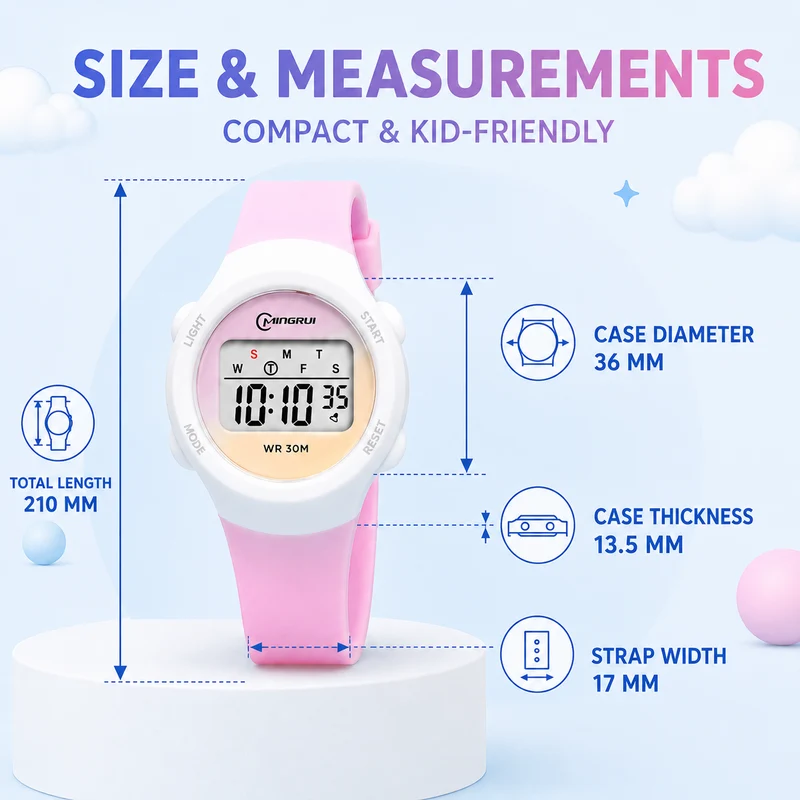Digitaal Kinderhorloge Sportief Waterdicht met Alarm Stopwatch en Timer Siliconen Band voor Jongens en Meisjes | Sansoti