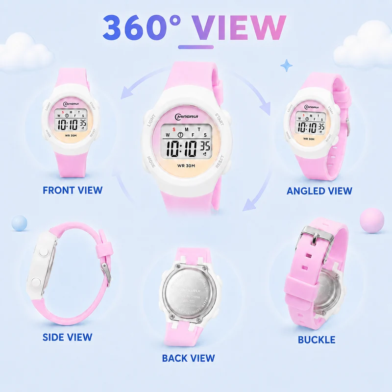 Digitaal Kinderhorloge Sportief Waterdicht met Alarm Stopwatch en Timer Siliconen Band voor Jongens en Meisjes | Sansoti