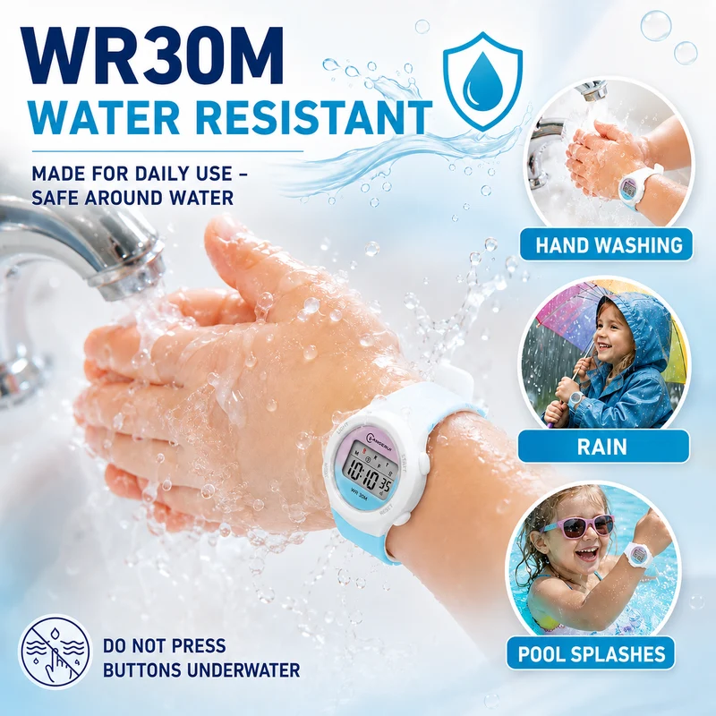Digitaal Kinderhorloge Sportief Waterdicht met Alarm Stopwatch en Timer Siliconen Band voor Jongens en Meisjes | Sansoti