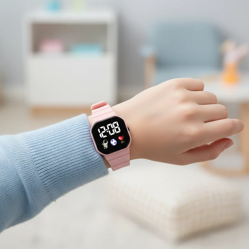 Digitaal LED Kinderhorloge Ruimtevaarder Waterdicht Siliconen Band Meisjes Jongens Polshorloge Tijd Leren | Sansoti