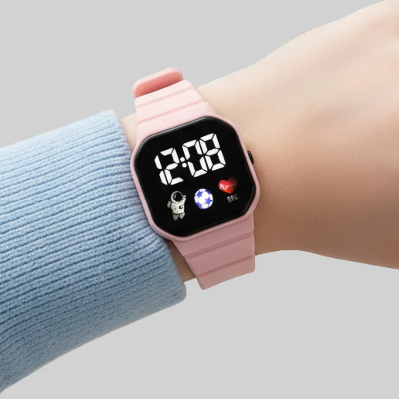 Digitaal LED Kinderhorloge Ruimtevaarder Waterdicht Siliconen Band Meisjes Jongens Polshorloge Tijd Leren | Sansoti