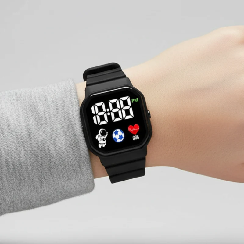 Digitaal LED Kinderhorloge Ruimtevaarder Waterdicht Siliconen Band Meisjes Jongens Polshorloge Tijd Leren | Sansoti