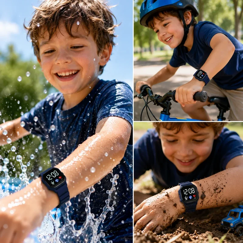 Digitaal LED Kinderhorloge Ruimtevaarder Waterdicht Siliconen Band Meisjes Jongens Polshorloge Tijd Leren | Sansoti