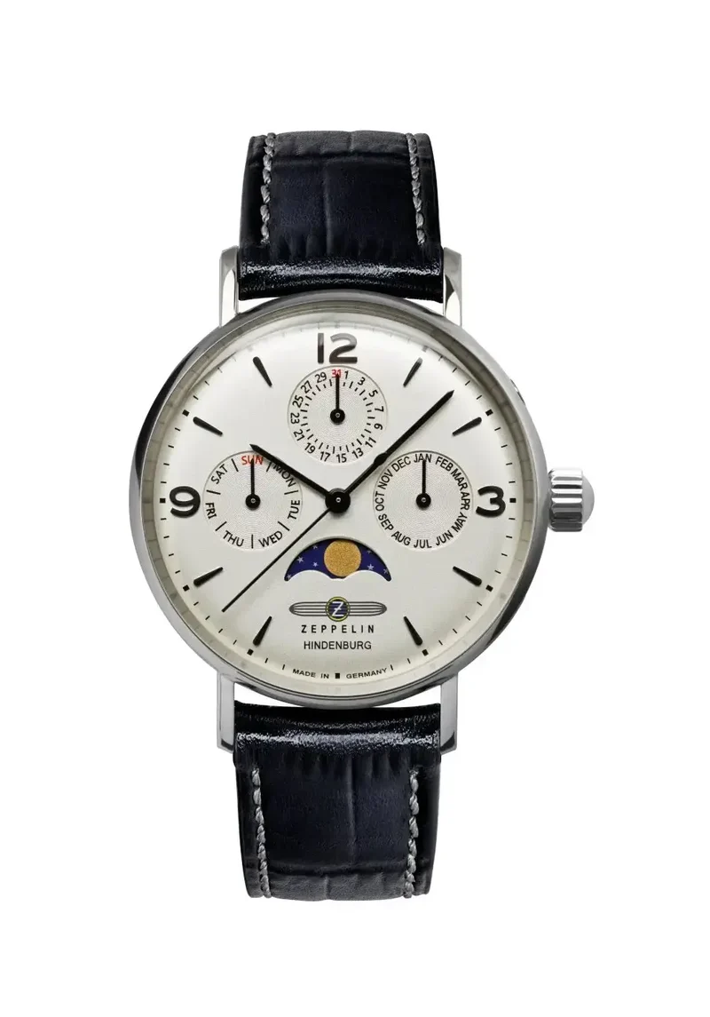 Zeppelin Hindenburg Mondphase 36mm Damen Armbanduhr • Quarzwerk mit Mondphase • Elegantes Zeppelin-Design