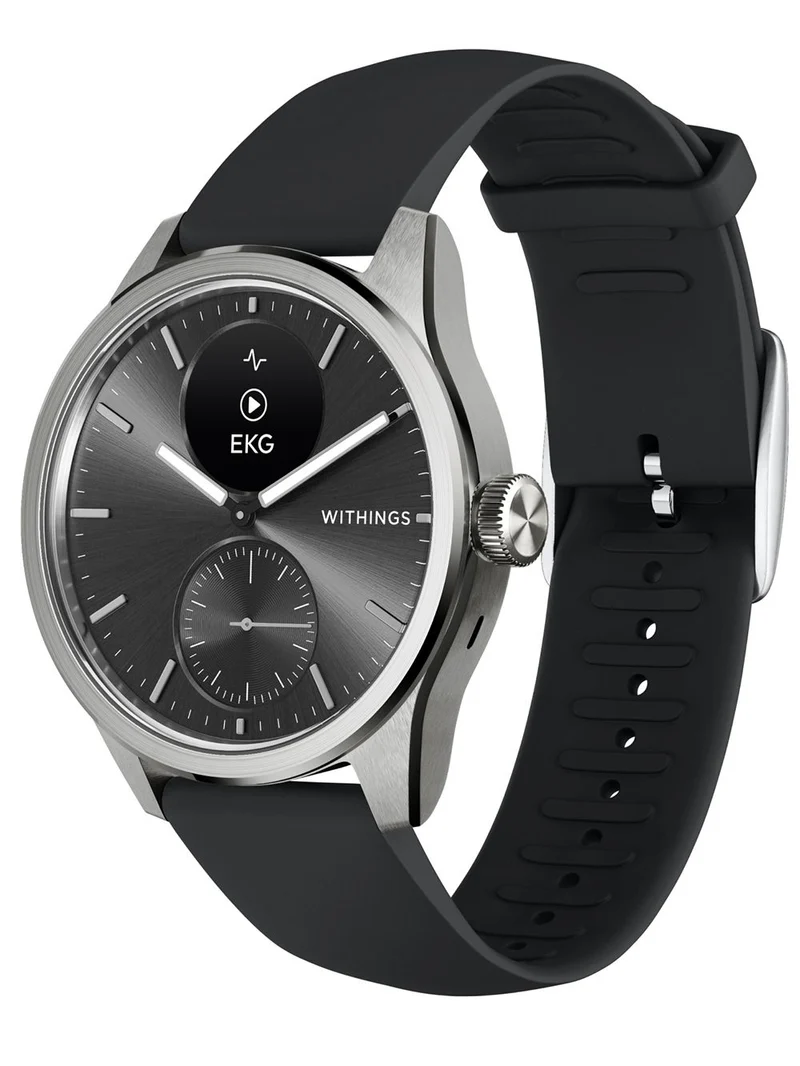 Withings ScanWatch 2 HWA10-model 4-All-Int Armbanduhr Schwarz • Hybrid-Smartwatch mit Saphirglas • 5 ATM Wasserdicht