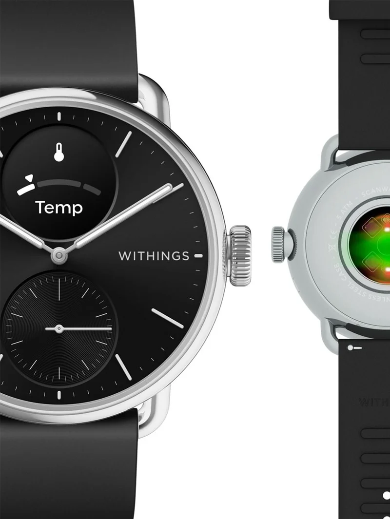 Withings ScanWatch 2 HWA10-model 1-All-Int Damen Schwarz • Hybrid-Smartwatch mit EKG • 30 Tage Akkulaufzeit