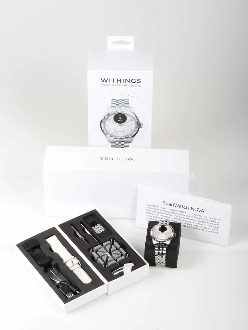 Withings ScanWatch Nova HWA10-MODEL 10-ALL Damen Smartwatch Silber • Hybrid-Smartwatch mit analogem Zifferblatt • 5 ATM wasserdicht