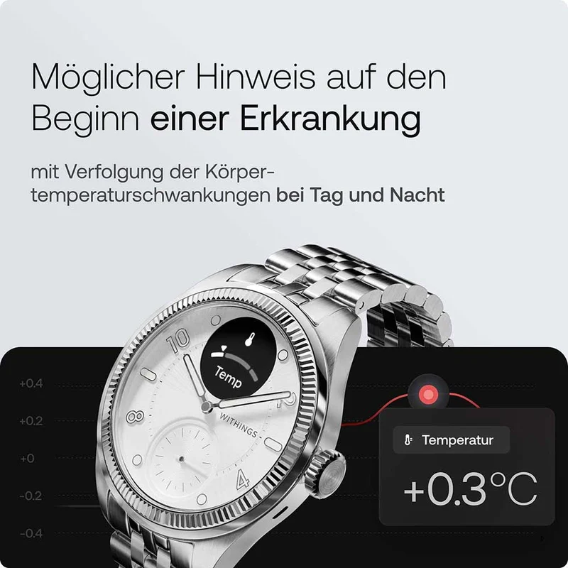 Withings ScanWatch Nova HWA10-MODEL 10-ALL Damen Smartwatch Silber • Hybrid-Smartwatch mit analogem Zifferblatt • 5 ATM wasserdicht