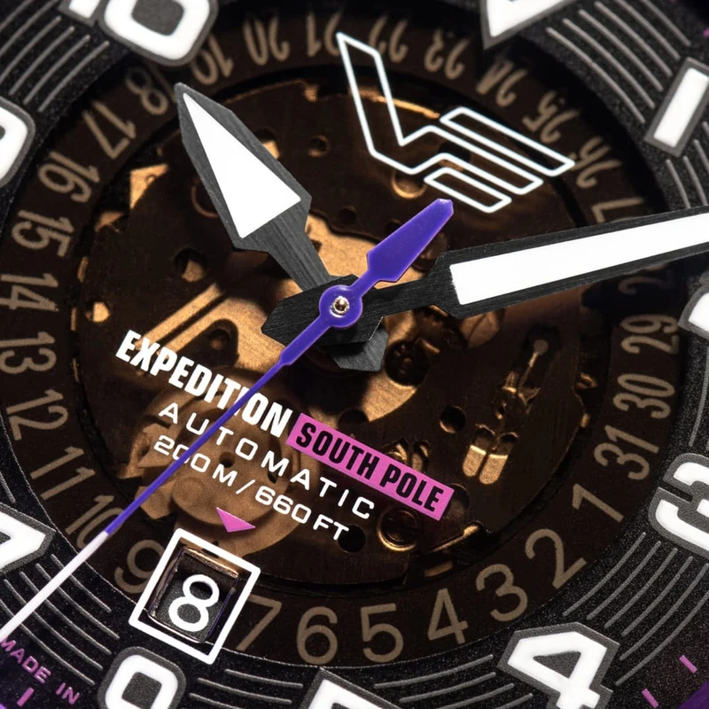 Vostok Europe Expedition South Pole YN55-592C760 Herrenuhr Weiß/Lila • Automatikwerk • 20 Bar Wasserdicht
