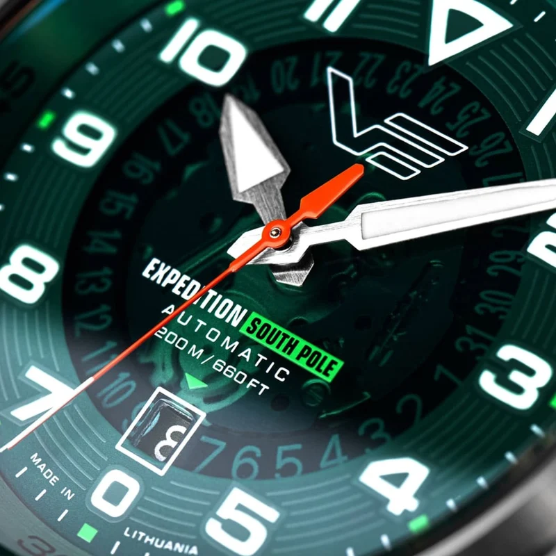 Vostok Europe Expedition South Pole YN55-592A759-GRN Herrenuhr Grün • Automatikwerk mit Sichtboden • 20 Bar Wasserdicht