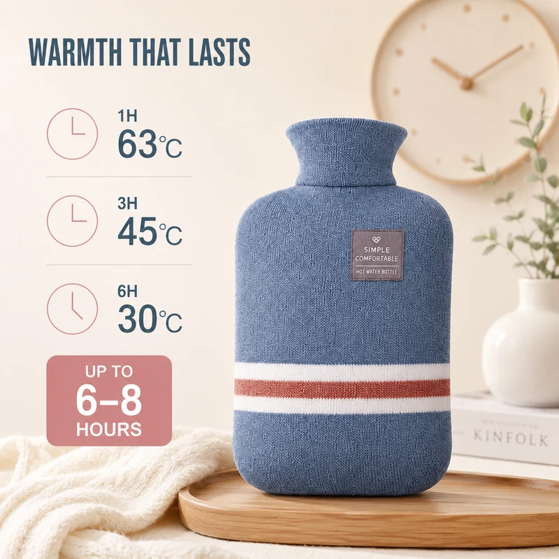 Warmwaterkruik XXL 2 Liter met Zachte Gebreide Hoes voor Langdurige Warmte Koude Winteravonden Bed Bank | Sansoti