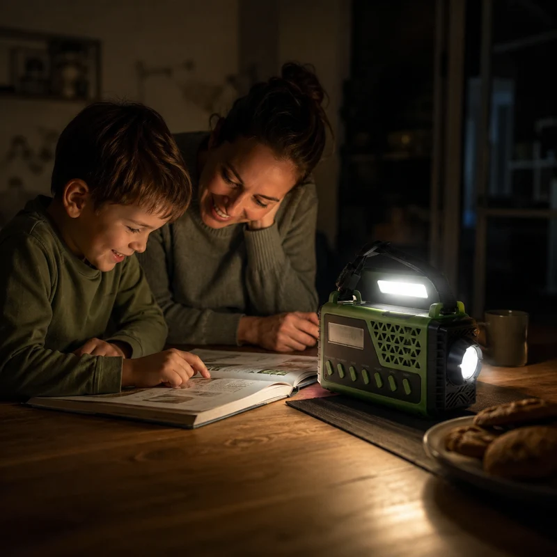 Noodradio met Slingerlader Zonne-energie Bluetooth Powerbank Zaklamp Oplaadbaar 10000mAh voor Camping | Sansoti