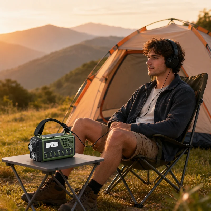 Noodradio met Slingerlader Zonne-energie Bluetooth Powerbank Zaklamp Oplaadbaar 10000mAh voor Camping | Sansoti