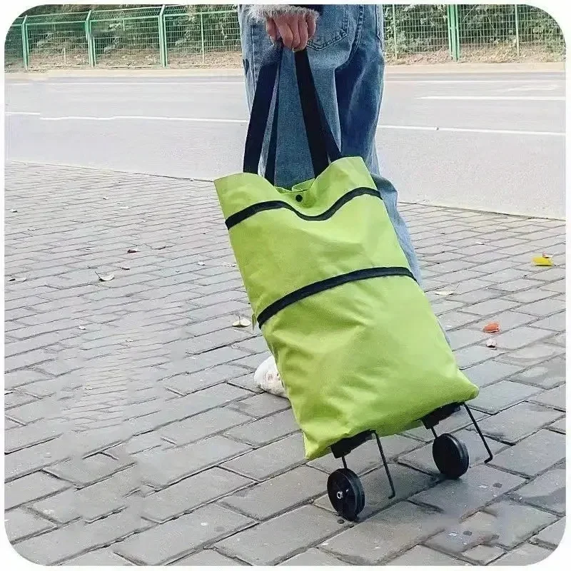 Opvouwbare Boodschappenwagen met Wielen Rugzakfunctie 41x15x46cm Groen Oranje Zwart Blauw Boodschappen | Sansoti