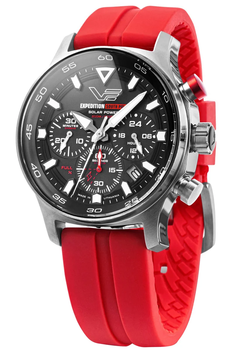 Vostok Europe Expedition South Pole VR42-592A761 Herrenuhr Rot • Solar-Quarzwerk • Chronograph