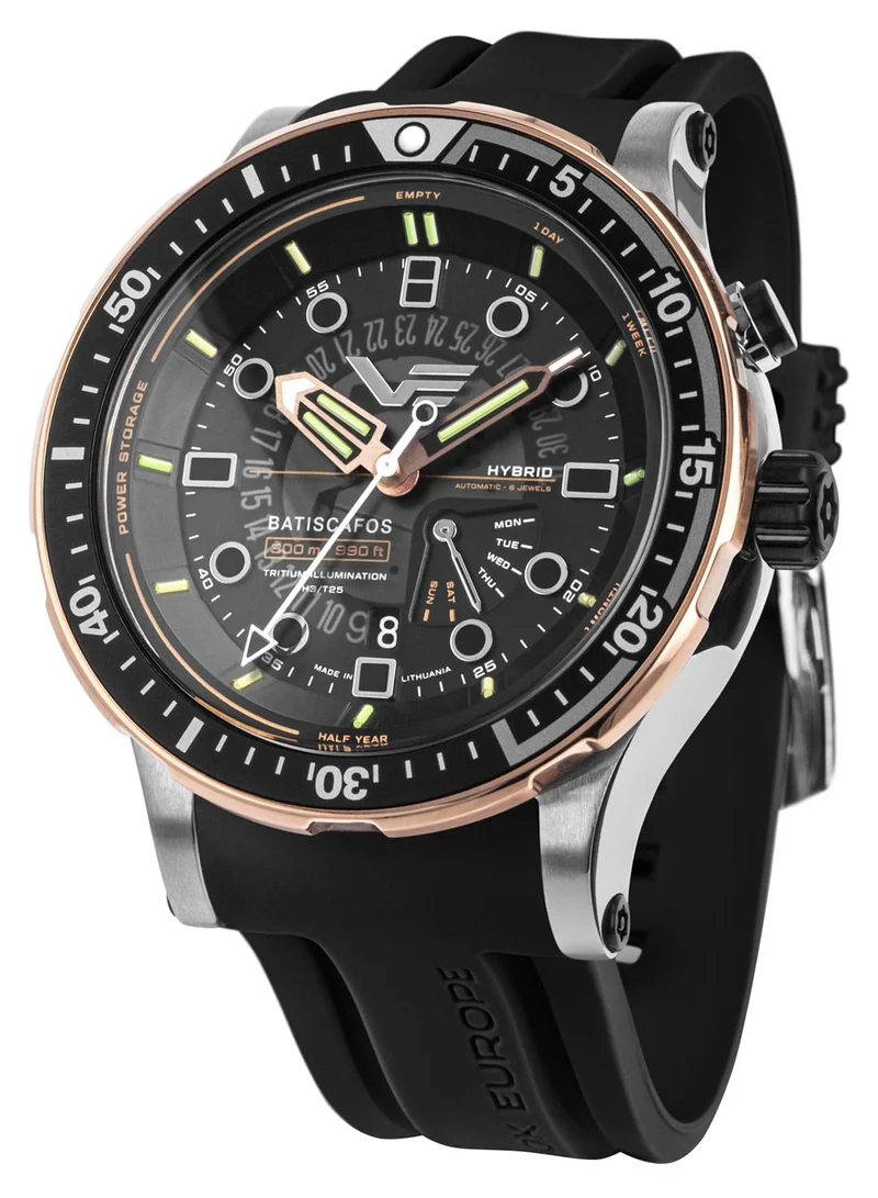 Vostok Europe Batiscafos PX84-511E769-BLK Herren Taucheruhr Schwarz • Hybrid-Quarzwerk • 30 Bar Wasserdicht