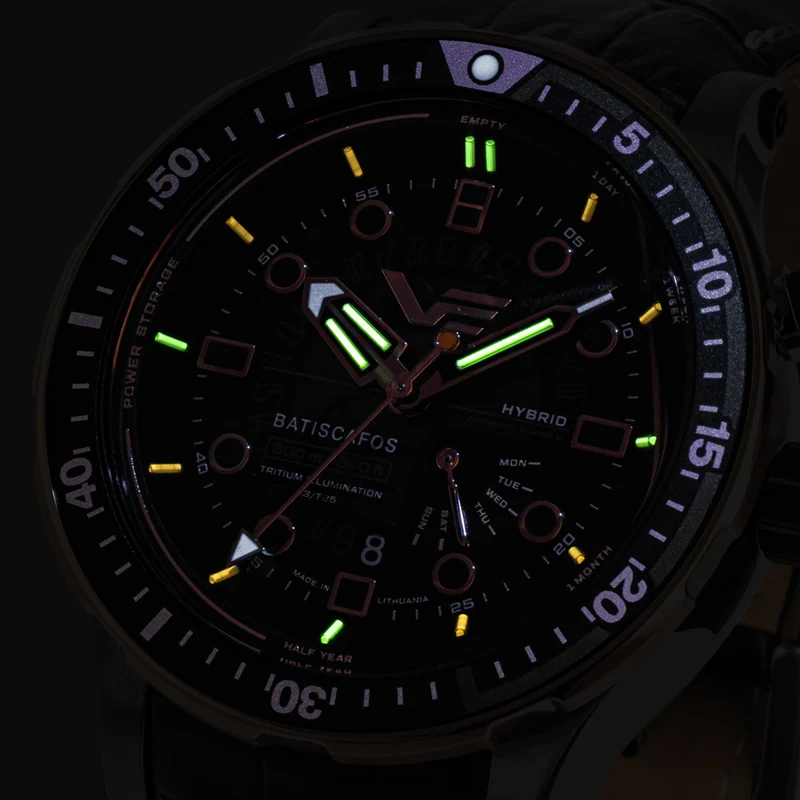 Vostok Europe Batiscafos PX84-511E769-BLK Herren Taucheruhr Schwarz • Hybrid-Quarzwerk • 30 Bar Wasserdicht