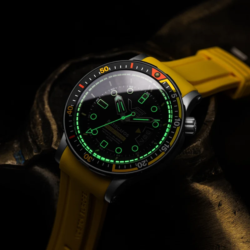 Vostok Europe Batiscafos NH35-511E767-YLW Herrenuhr Gelb/Schwarz • Automatikwerk • 30 Bar Wasserdicht