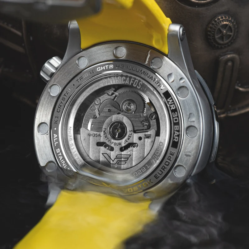 Vostok Europe Batiscafos NH35-511E767-YLW Herrenuhr Gelb/Schwarz • Automatikwerk • 30 Bar Wasserdicht