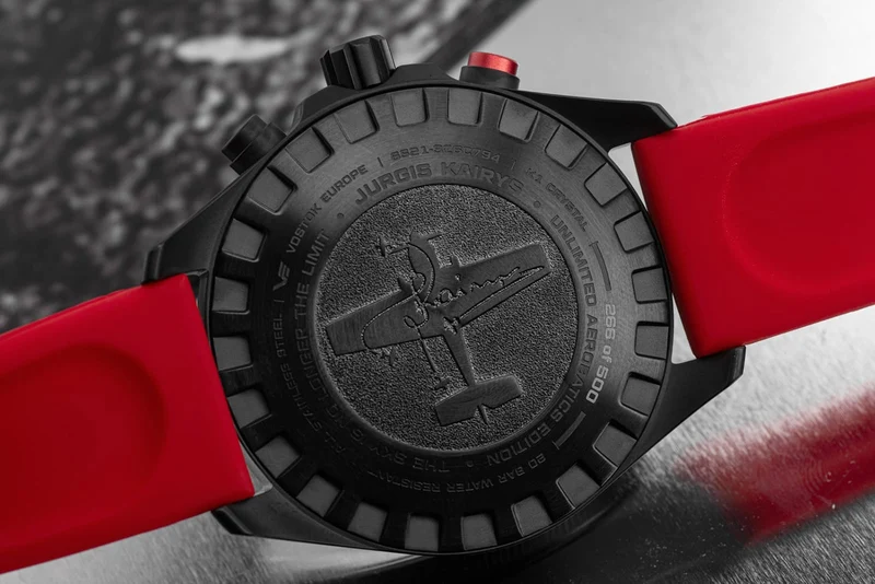 Vostok Europe Jurgis Kairys 6S21-326C794 Herren Chronograph Rot • Limitiert auf 500 Stück • 20 Bar Wasserdicht